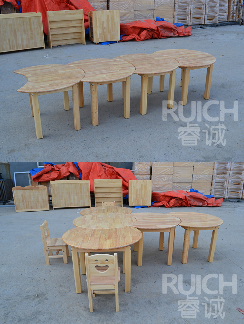 原木月牙组合桌