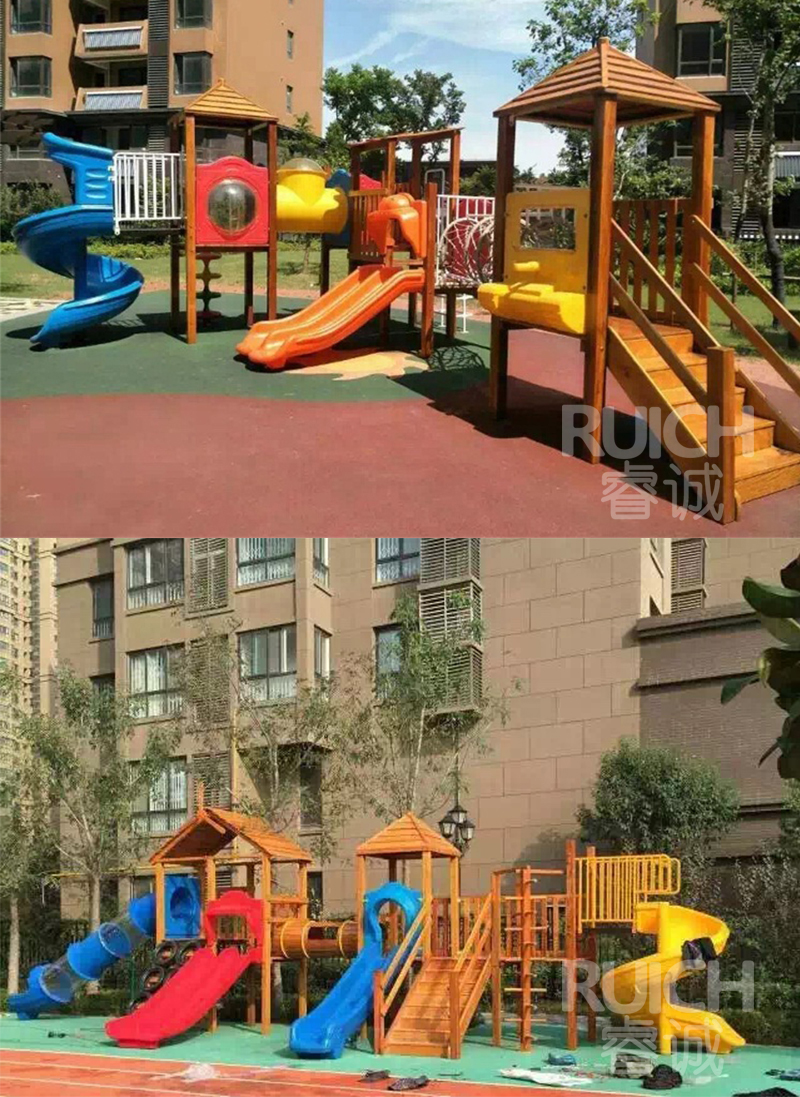 儿童户外木质组合滑梯C