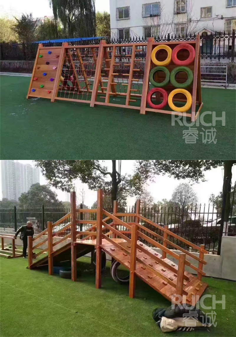 儿童户外木质组合滑梯D