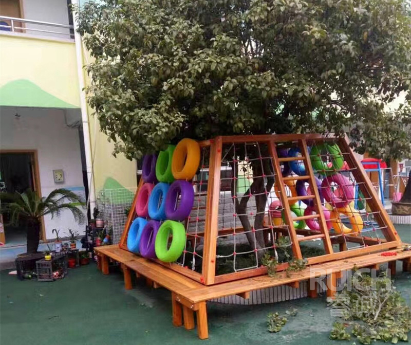 儿童户外木质组合滑梯F