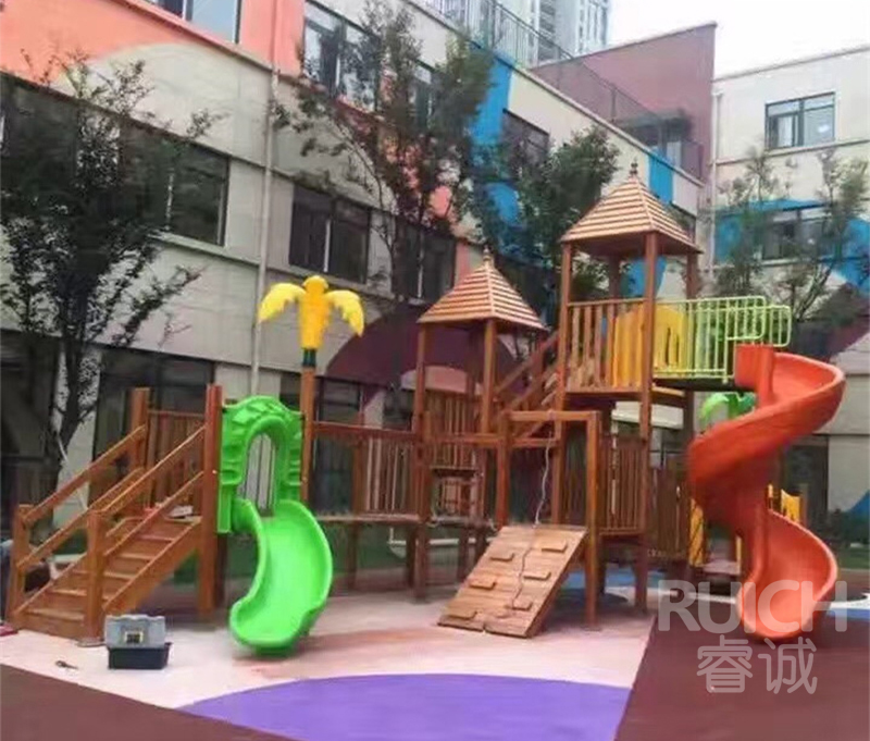 儿童户外木质组合滑梯F